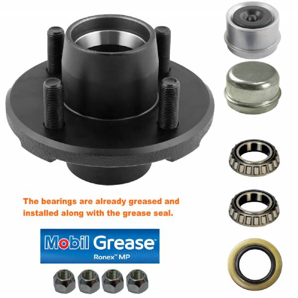 17-100 2000lb 4 on 4" Bolt Pattern Pre-Greased Idler Hub Kit with 1-1/16" Bearing Set