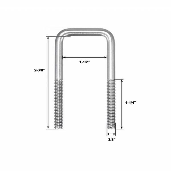 290-002423 U-Bolt 3/8"-16 Thread x 1-1/2"Wide x 2-3/8"Tall Zinc Plated #2