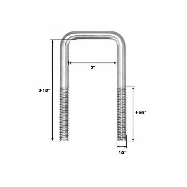 290-002482 U-Bolt 1/2"-13 Thread x 3"Wide x 3-1/4"Tall Zinc Plated #2