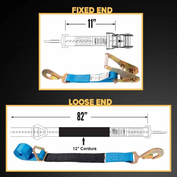 2TDAX8BLU 2" x 8' Blue Auto Tie Down Ratchet Strap with Axle Strap #2