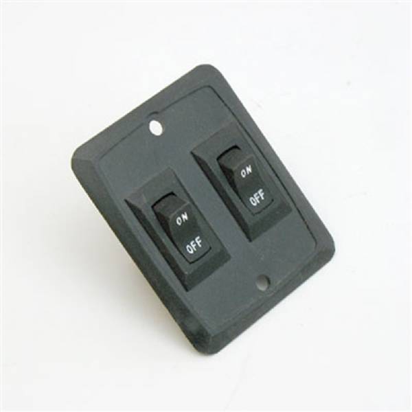 3000060 12-V Black Double Wall Switch with Mounting Plate