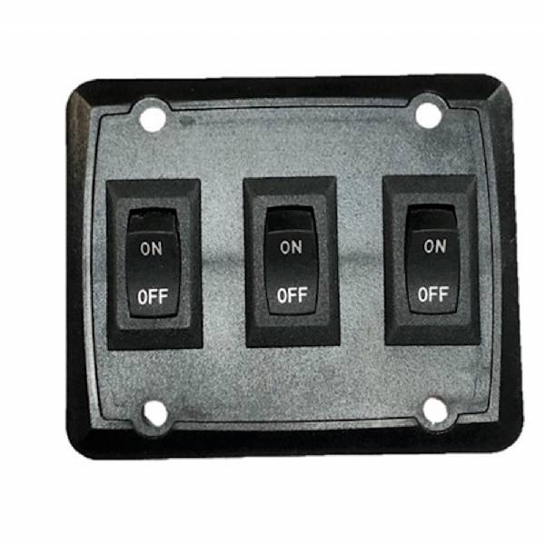 3000062 12-V Black Triple Wall Switch with Mounting Plate