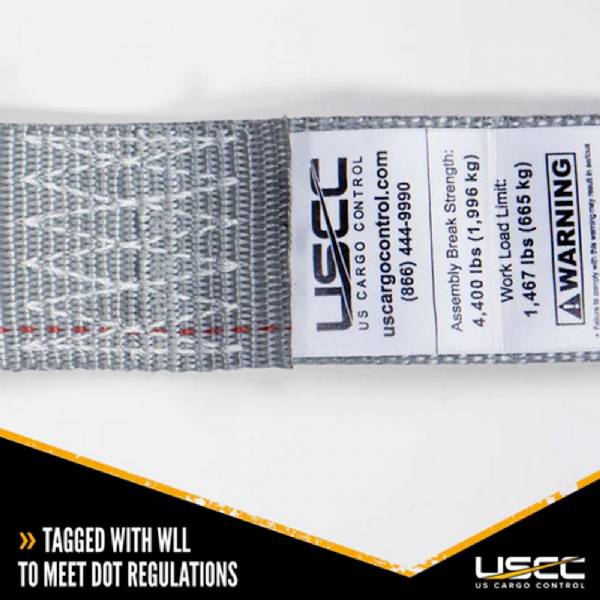 5316SEF-GRY 2" x 16' Gray Ratchet Strap w/ E-Track Fittings #5