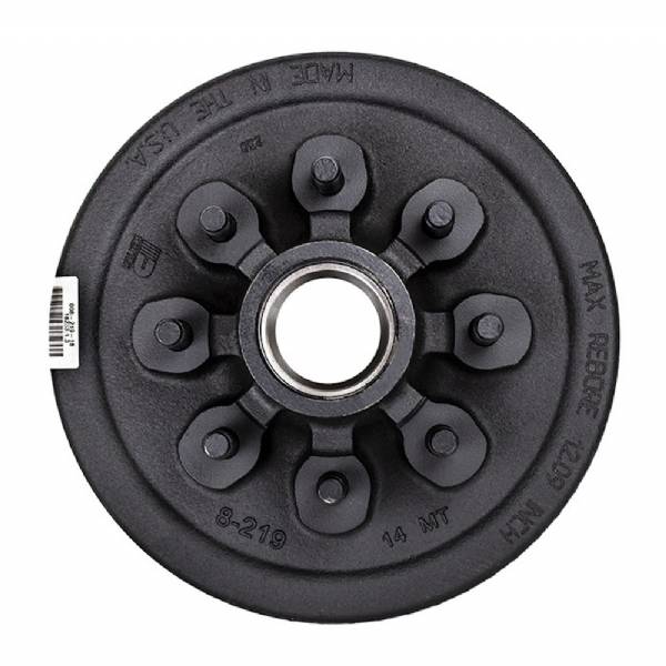 K08-219-2G 7000lb 8 on 6-1/2" Bolt Pattern 12" Complete Pre-Greased Brake Drum Kit with 9/16" Lug Studs #2