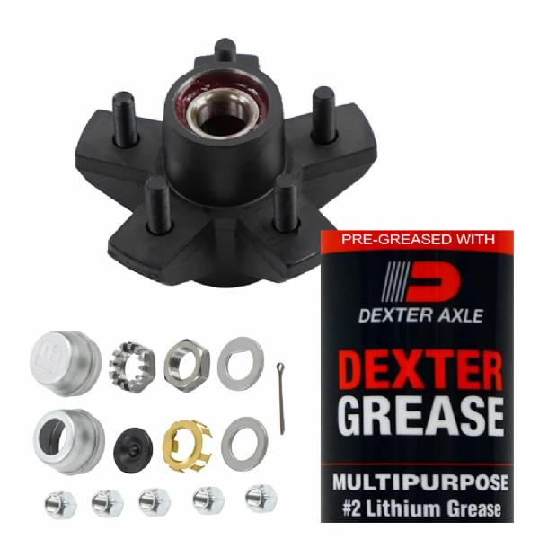 K08-248-1G 3500lb 5 on 4-1/2" Bolt Pattern Pre-Greased Idler Hub Kit with 1-1/16" and 1-3/8" Bearing Set