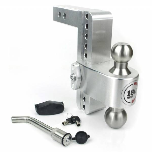 LTB8-2-KA 2" Shank - 8" Drop/9" Rise Stainless combo ball 180° Adjustable Hitch w/Locks