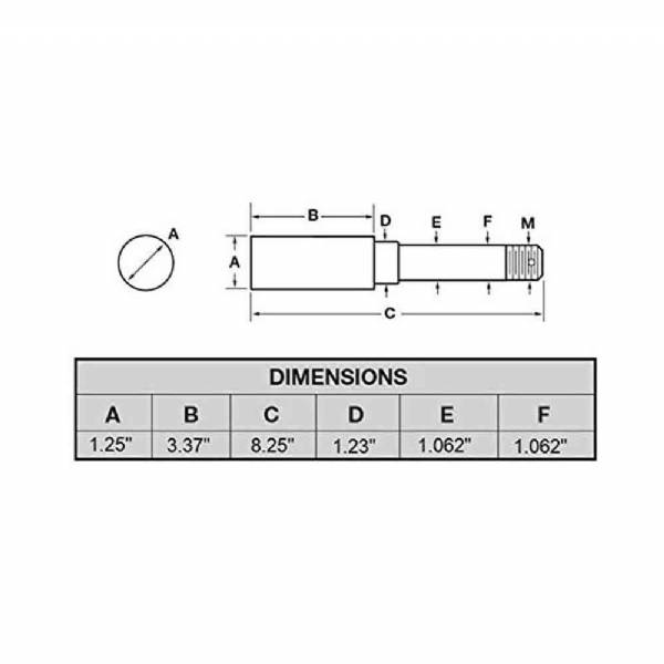 R104BT16K Replacement Spindle for up to 2,400 LB Axles #2