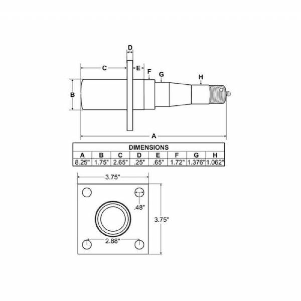 SFA1752 Replacement Spindle for up to 3,500 LB Axles #2