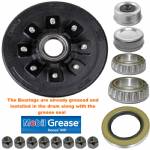 19-135 7000lb 8 on 6-1/2" Bolt Pattern 12" Complete Pre-Greased Drum Kit with 9/16" Lug Studs