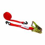 2615WHVC Red 1" x 15' Ratchet Strap with Vinyl Coated Wire Hooks