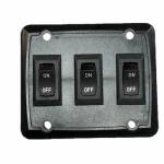 3000062 12V Black Triple Wall Switch with Mounting Plate