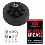 K08-219-1G 7000lb 8 on 6-1/2" Bolt Pattern 12" Complete Pre-Greased Brake Drum Kit with 1/2" Lug Studs